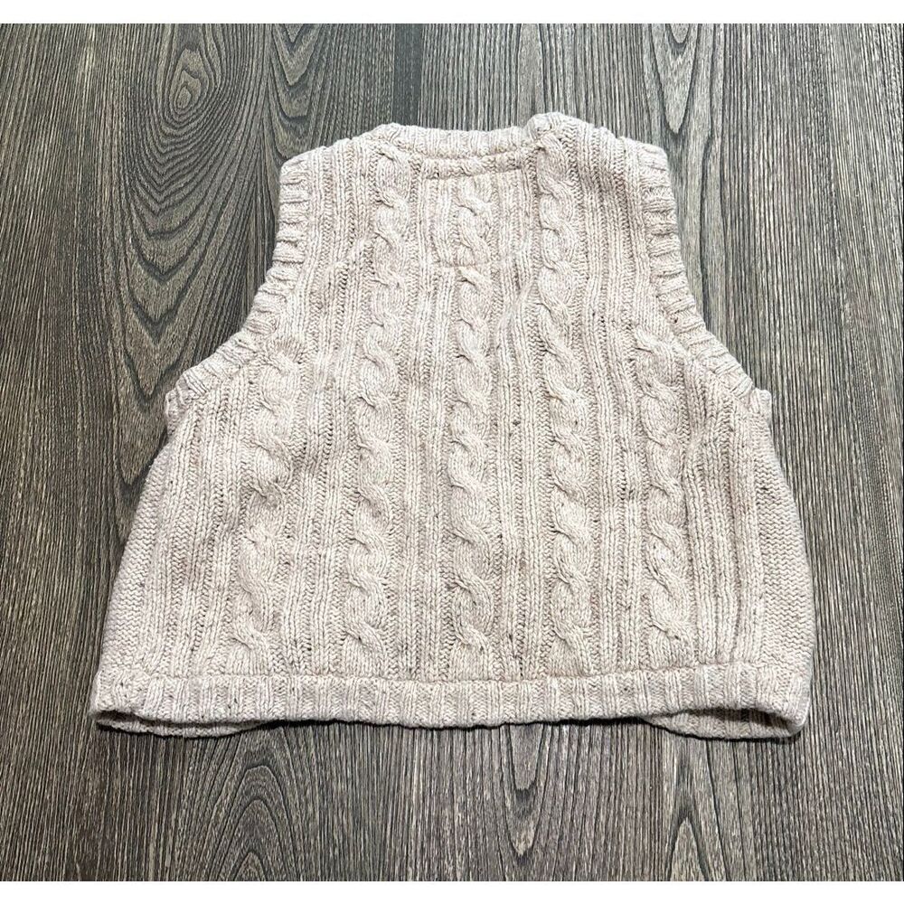 Hollister Womens Cable Knit Sweater Vest One Button V-Neck Tan Beige Oat Size L - Picture 4 of 4